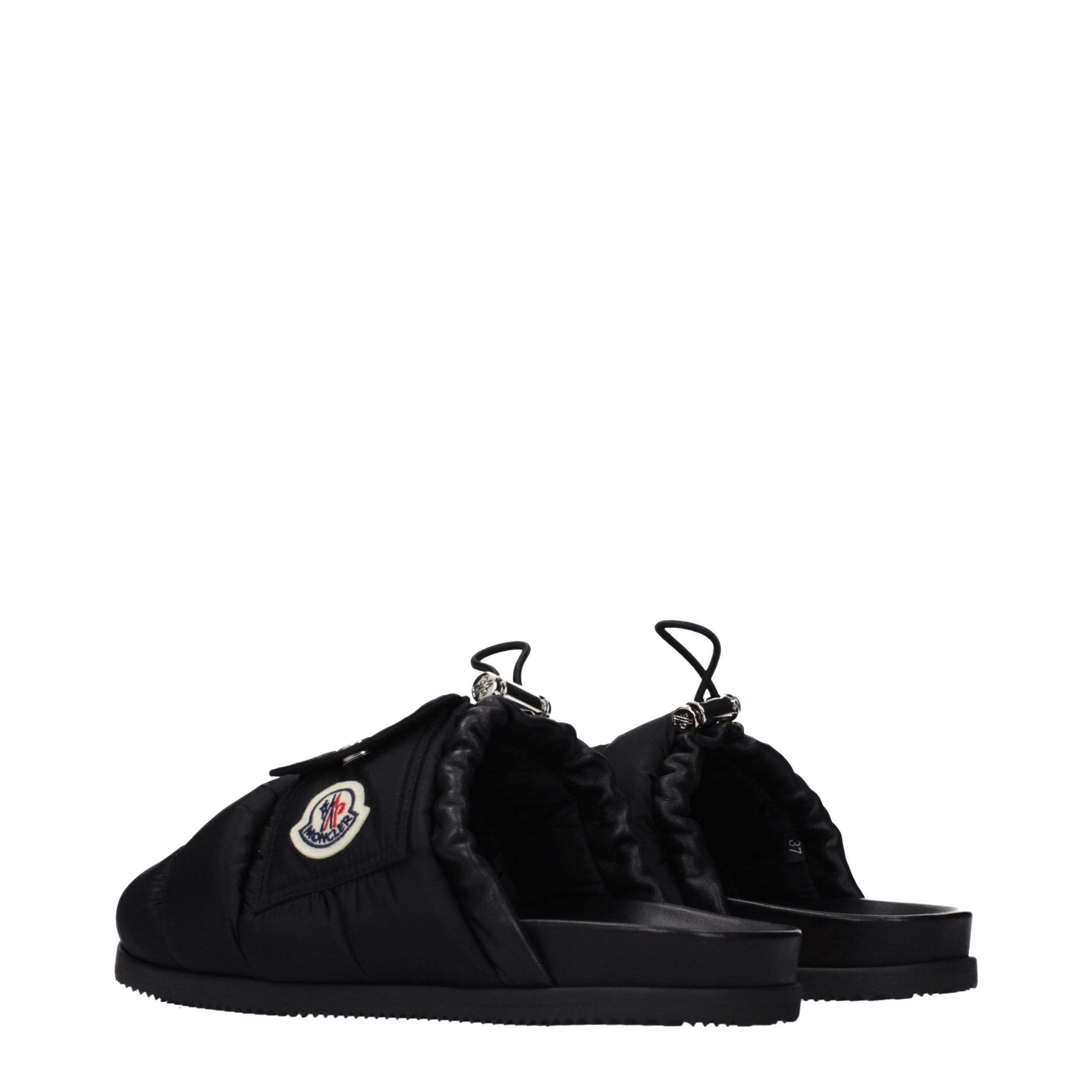 Moncler Schwarze Stoff-Slipper