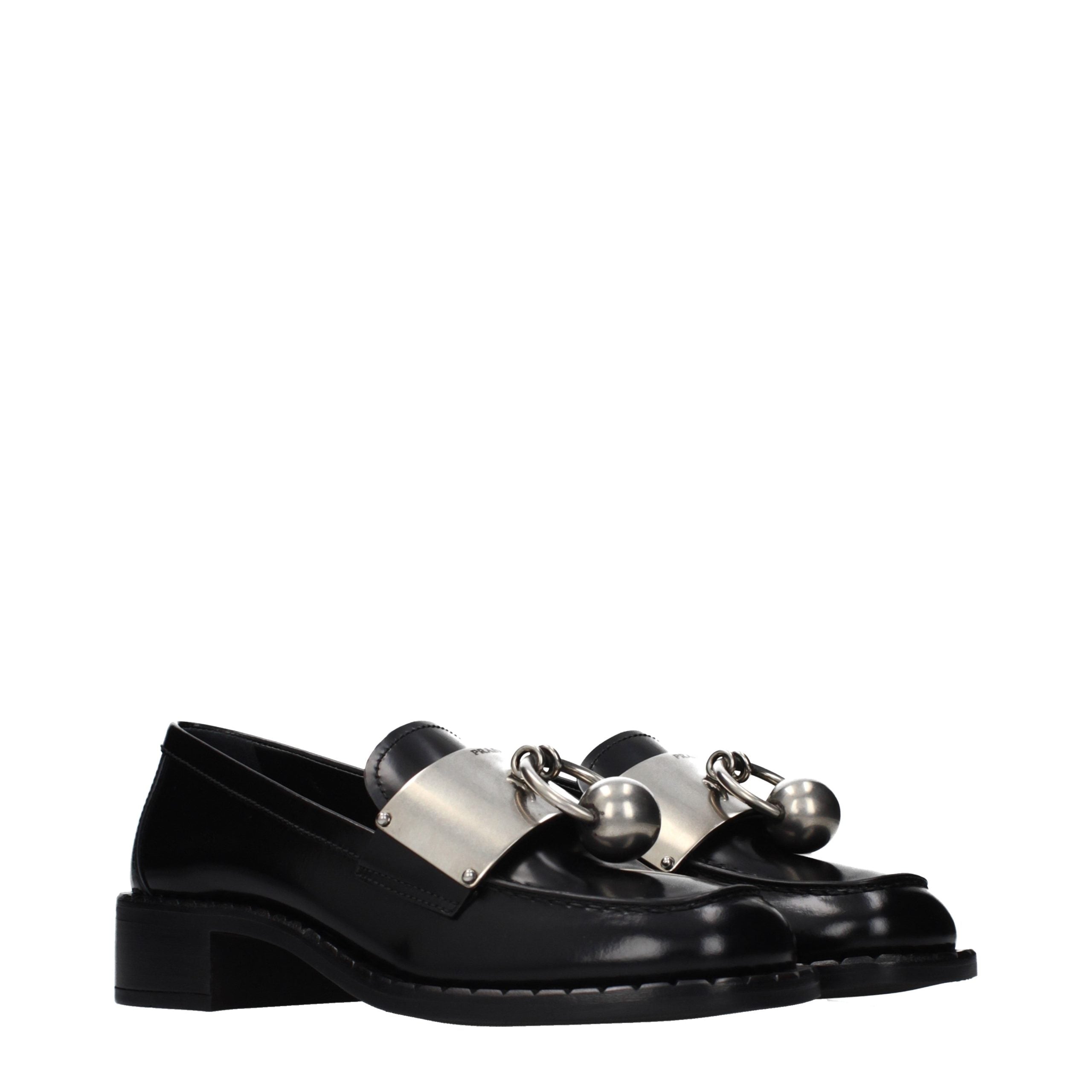 Prada Schwarze Loafer aus Leder zum Hineinschlüpfen