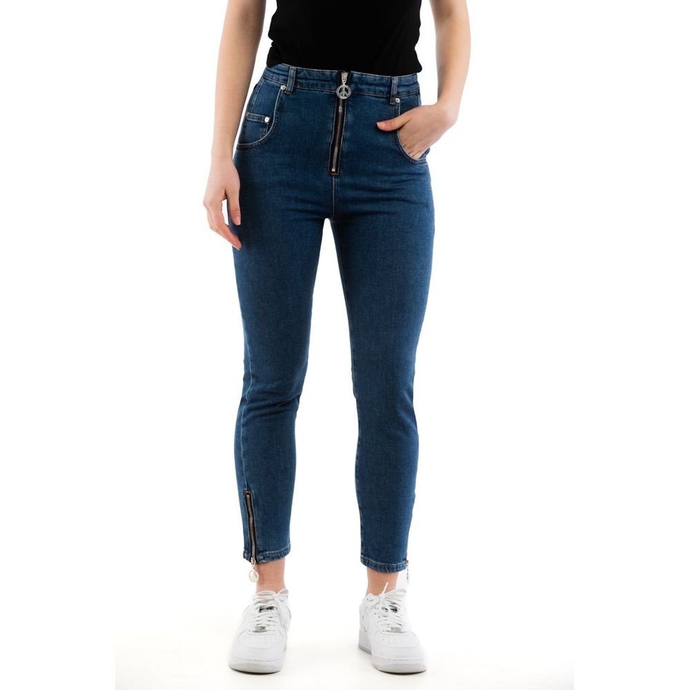 Moschino Mehrfarbige Baumwolljeans mit hoher Taille