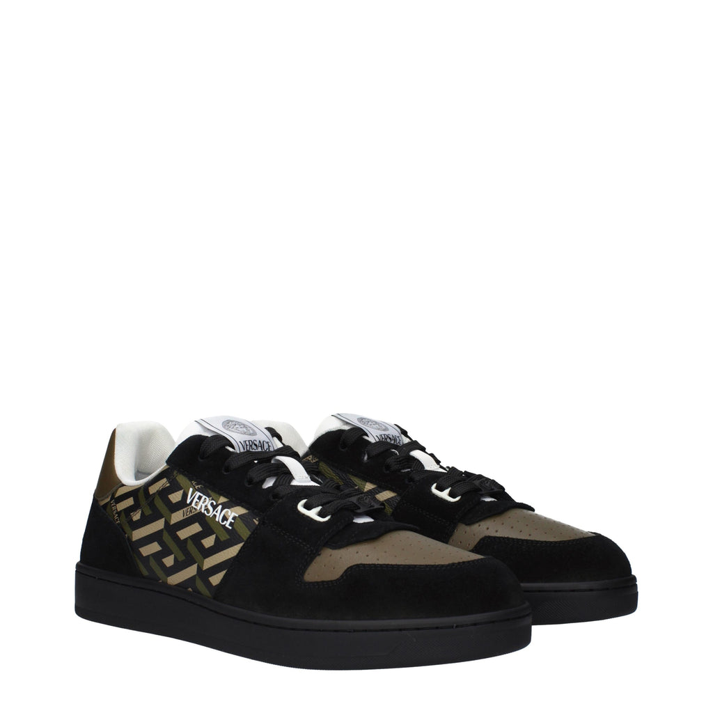 Versace Grüne Stoff-Sneaker mit niedrigem Schaft