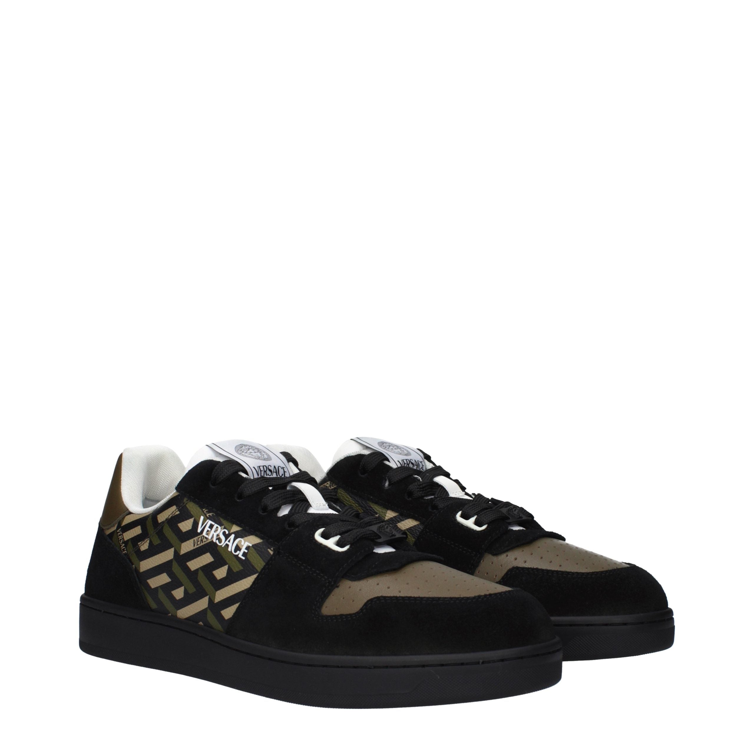 Versace Grüne Stoff-Sneaker mit niedrigem Schaft