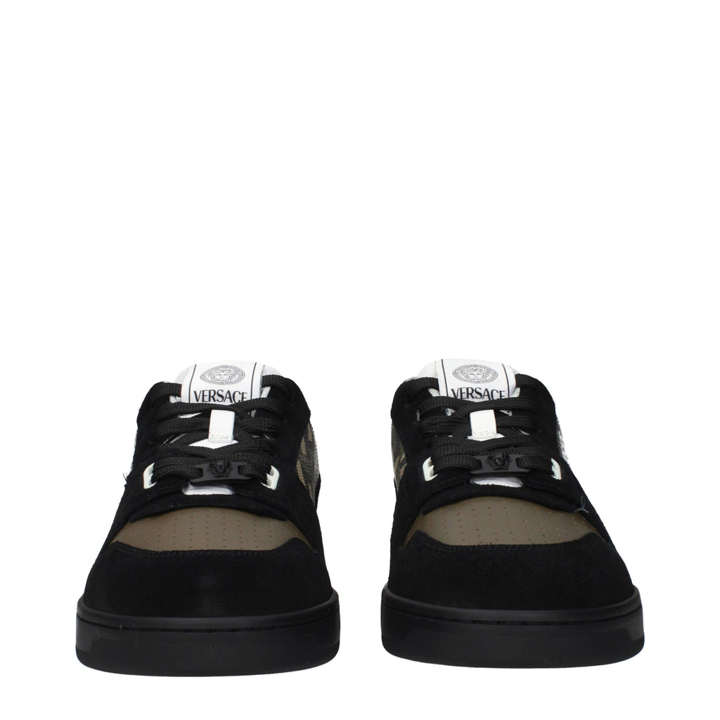 Versace Grüne Stoff-Sneaker mit niedrigem Schaft