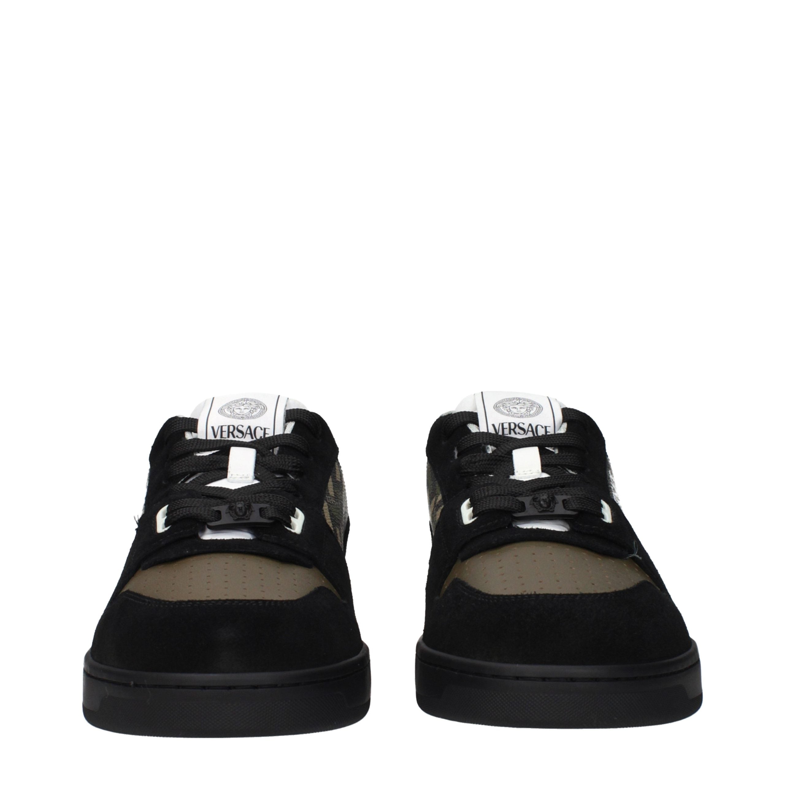Versace Grüne Stoff-Sneaker mit niedrigem Schaft
