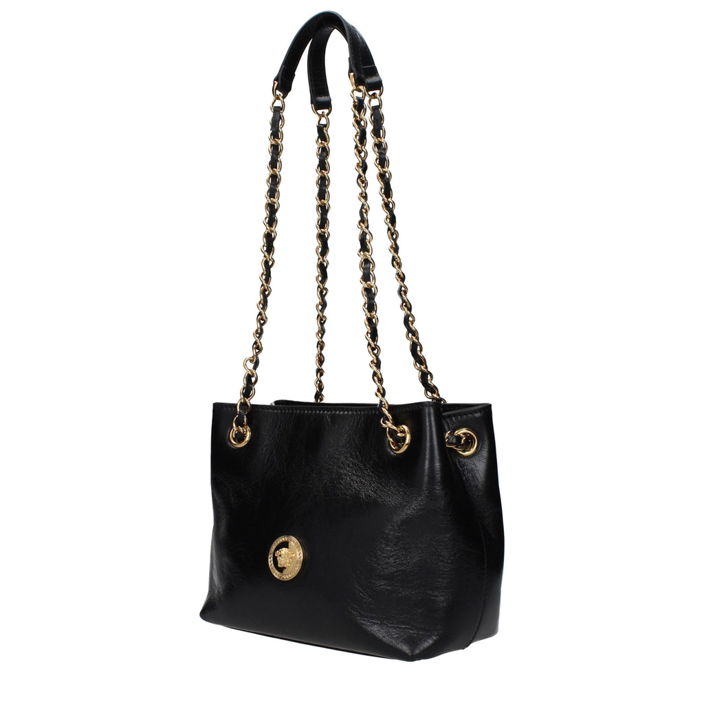 Versace Schwarze Leder Schultertasche