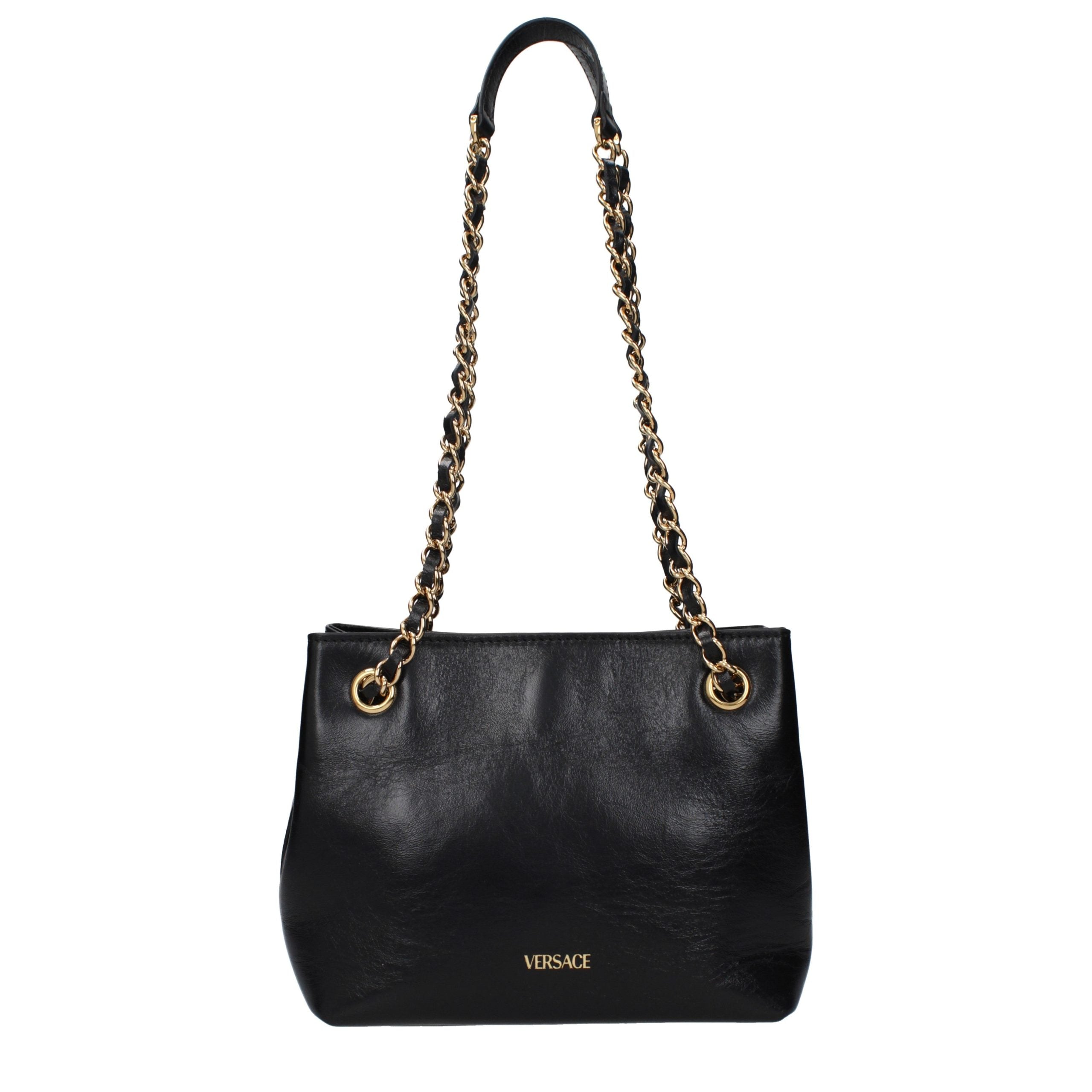 Versace Schwarze Leder Schultertasche