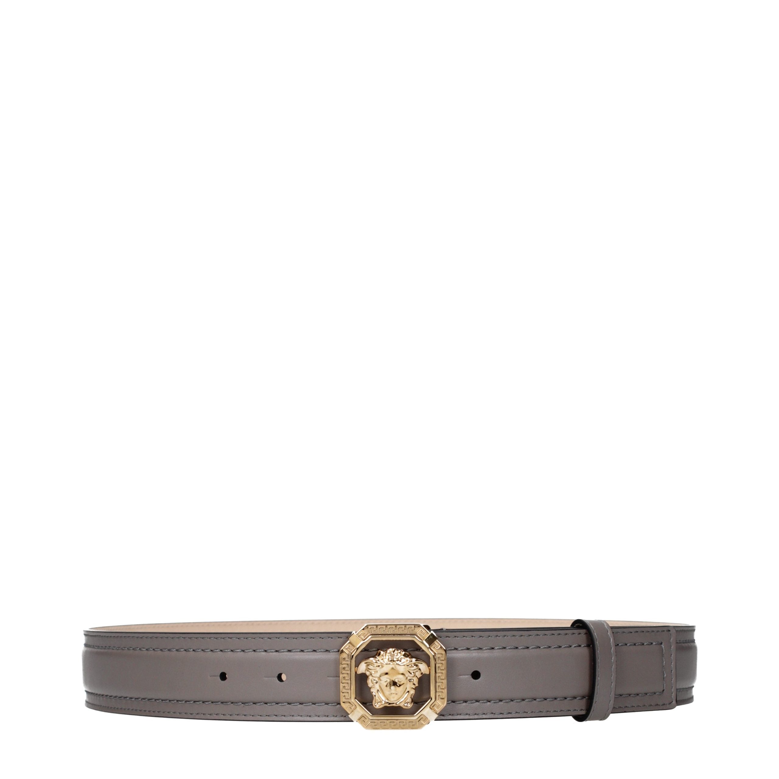Versace Grauer Ledergürtel Regular Fit