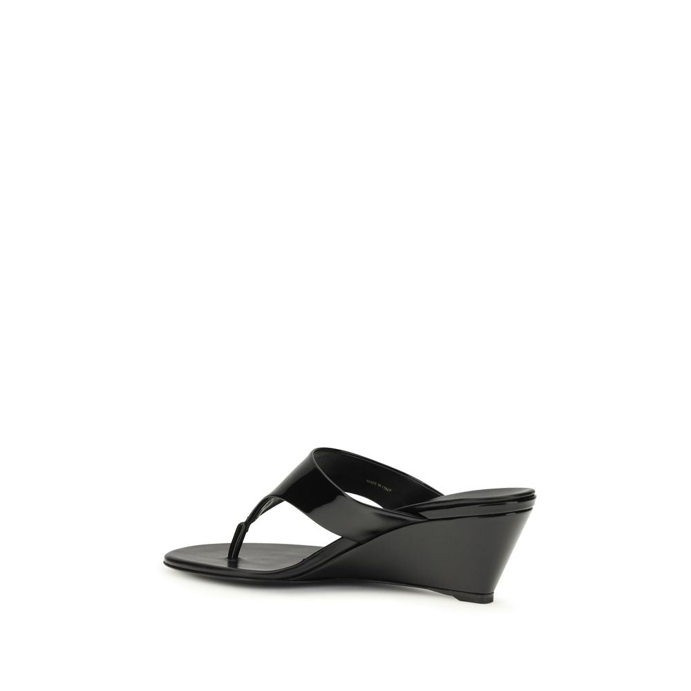 Prada Schwarze Keilabsatz-Sandalen aus Kalbsleder Bos Taurus