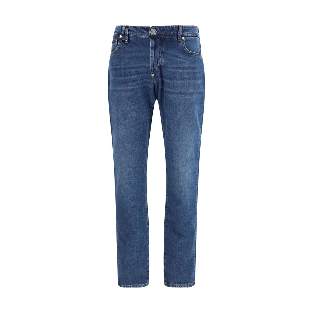 Philipp Plein Blaue Baumwoll-Jeans im geraden Schnitt