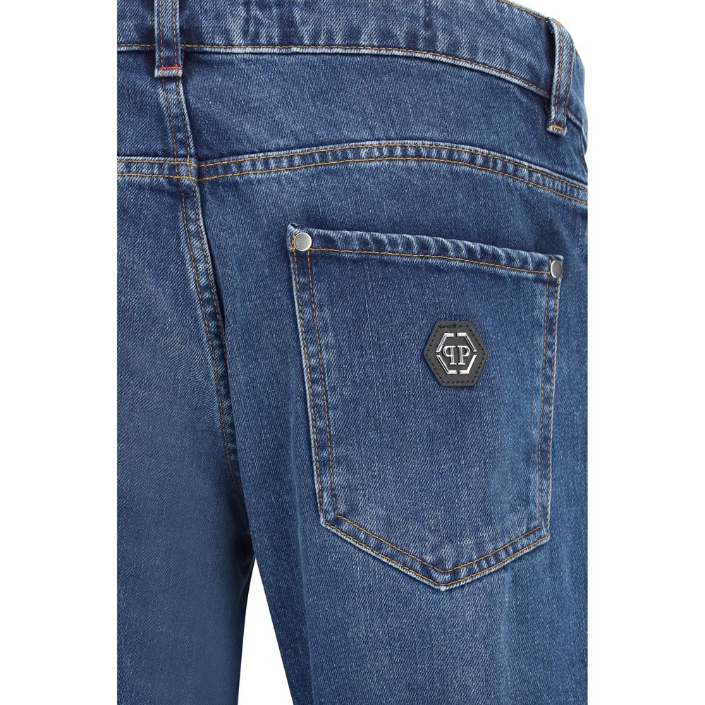 Philipp Plein Blaue Baumwoll-Jeans im geraden Schnitt