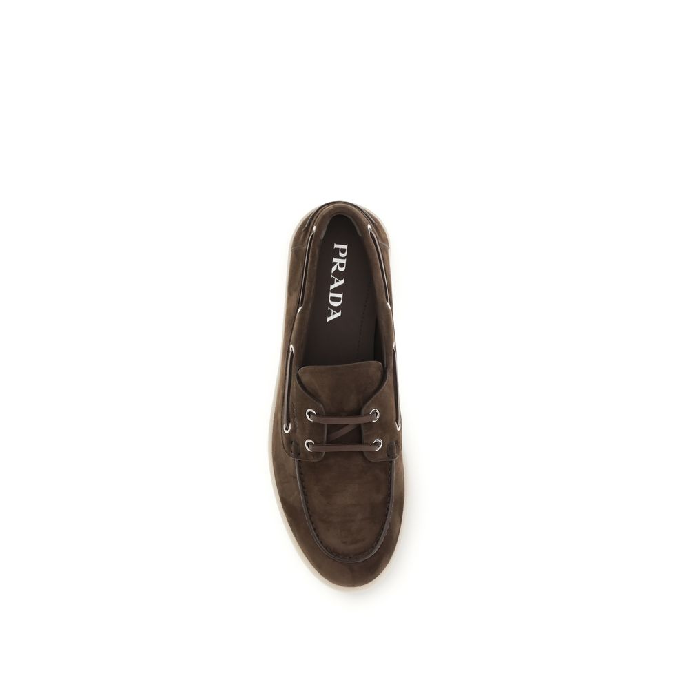 Prada Braune Kalbsleder Bos Taurus Slipper-Loafer