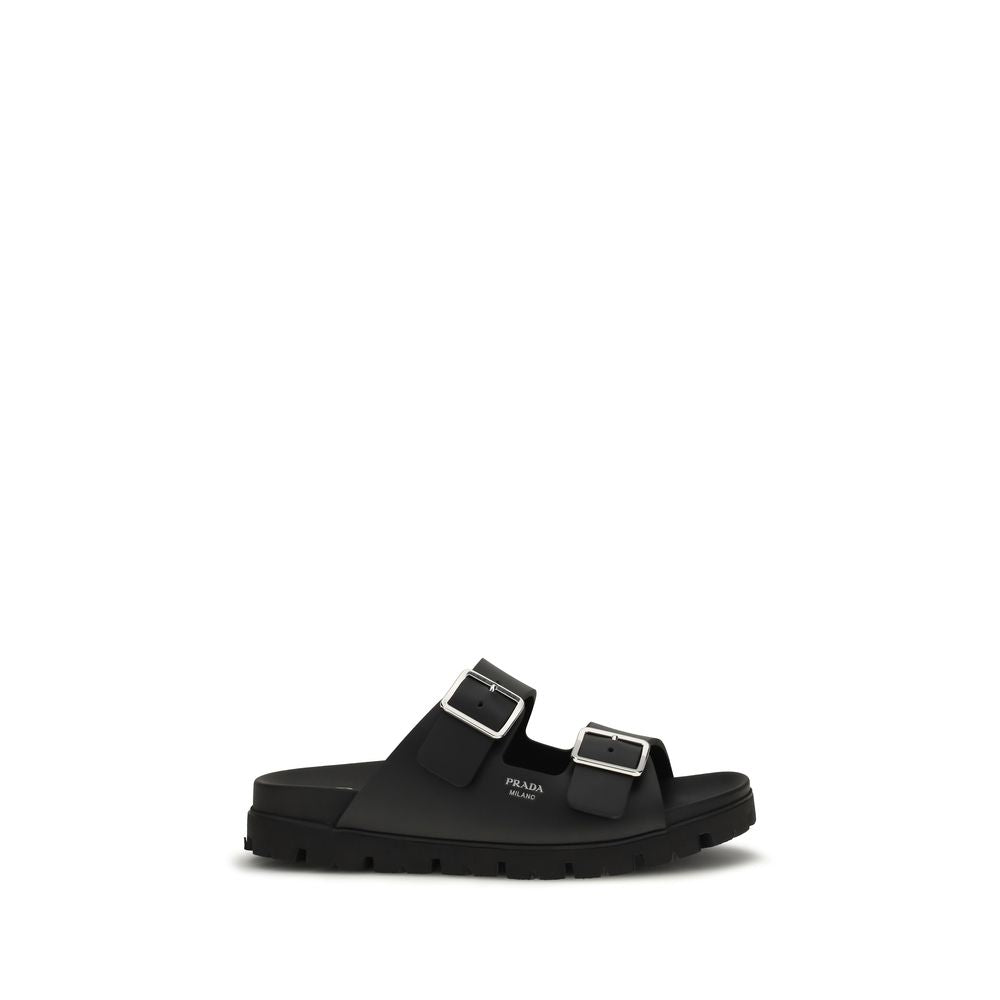 Prada Schwarze Bos Taurus Kalbsleder-Sandalen