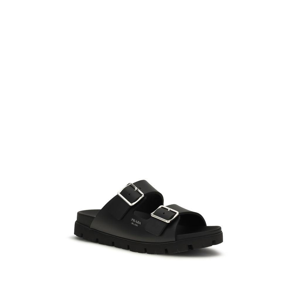 Prada Schwarze Bos Taurus Kalbsleder-Sandalen