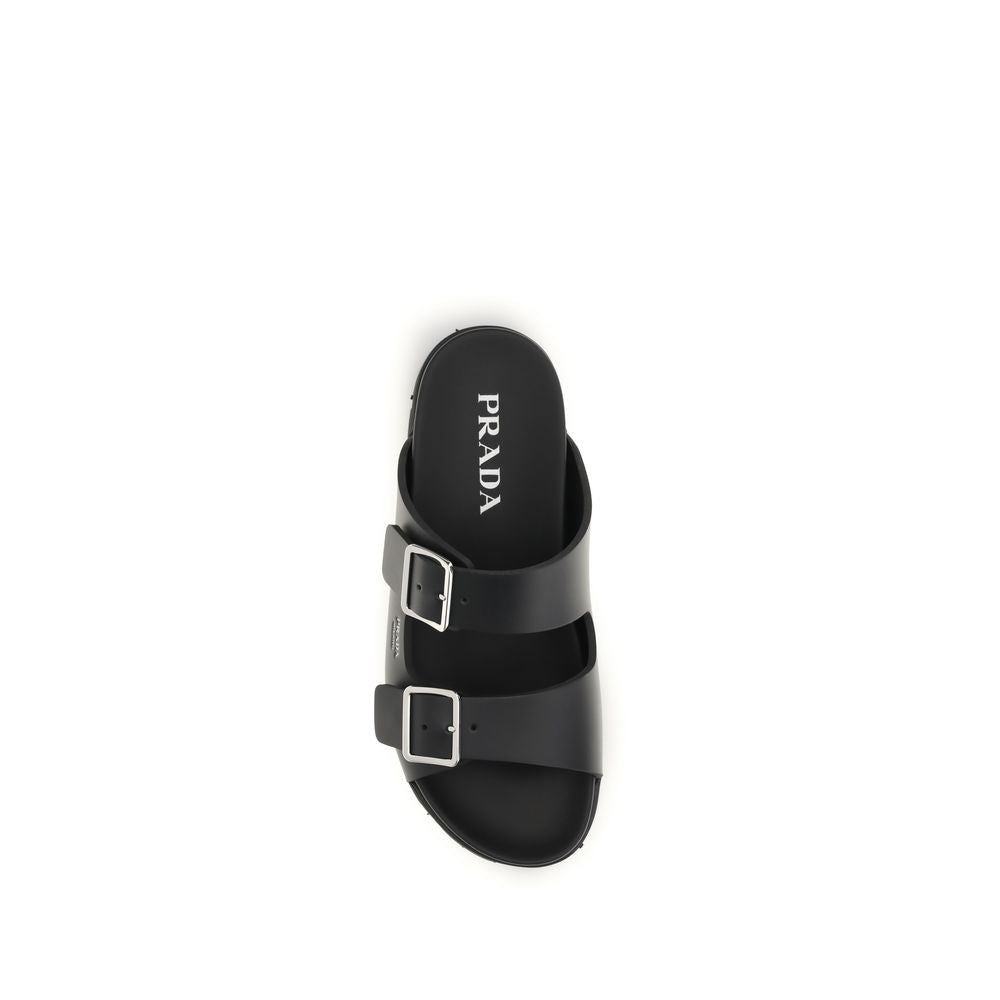 Prada Schwarze Bos Taurus Kalbsleder-Sandalen