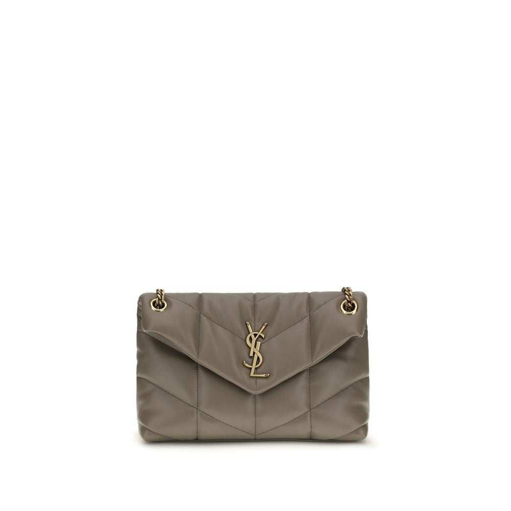 Saint Laurent Graue Lammleder-Schultertasche