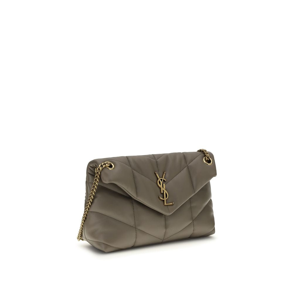 Saint Laurent Graue Lammleder-Schultertasche