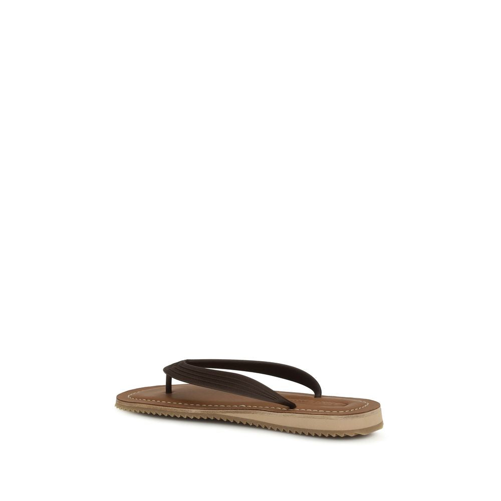 Miu Miu Braune Kalbsleder Bos Taurus Flip-Flop-Sandalen