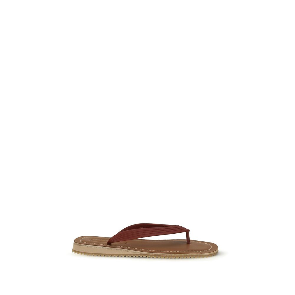 Miu Miu Beige Kalbsleder Bos Taurus Flip-Flop Sandalen