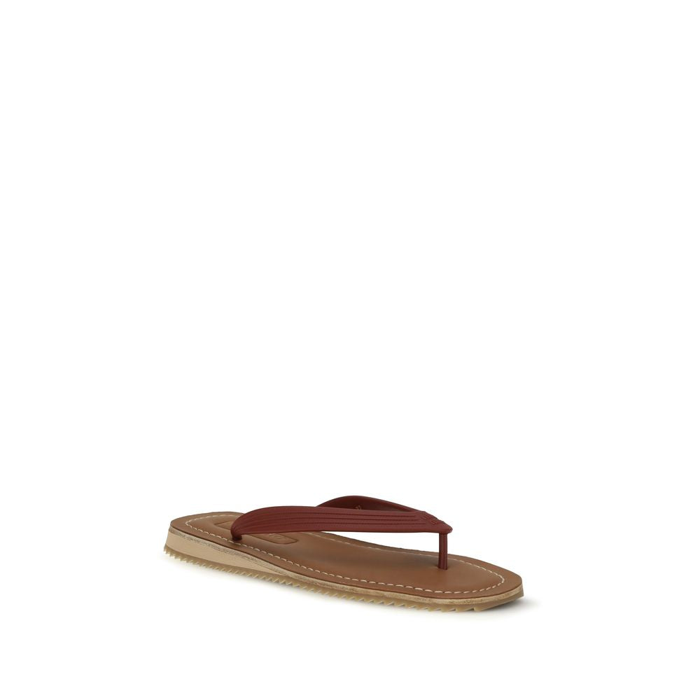 Miu Miu Beige Kalbsleder Bos Taurus Flip-Flop Sandalen