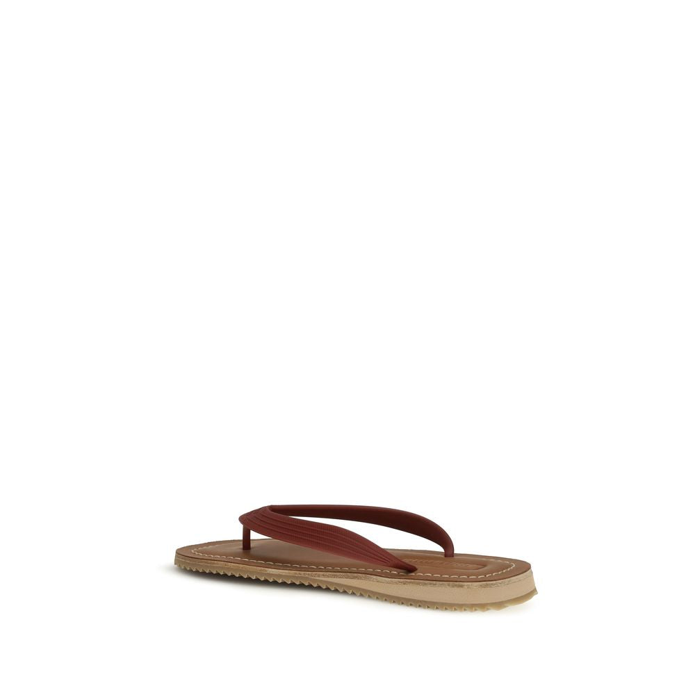 Miu Miu Beige Kalbsleder Bos Taurus Flip-Flop Sandalen