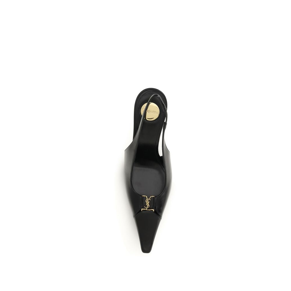 Saint Laurent Schwarze Pumps aus Kalbsleder Bos Taurus mit hohem Absatz