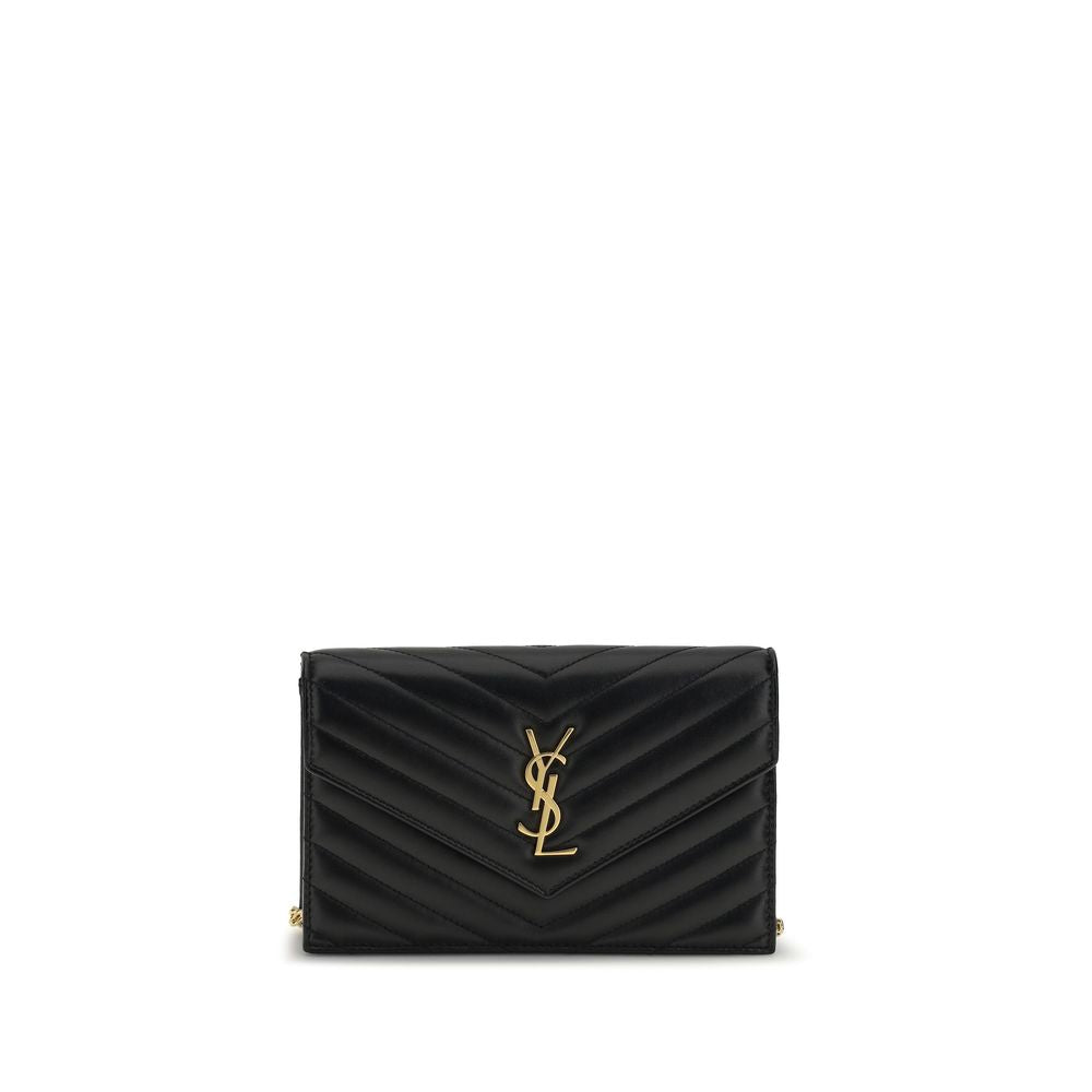 Saint Laurent Schwarzes Kalbsleder Bos Taurus Portemonnaie