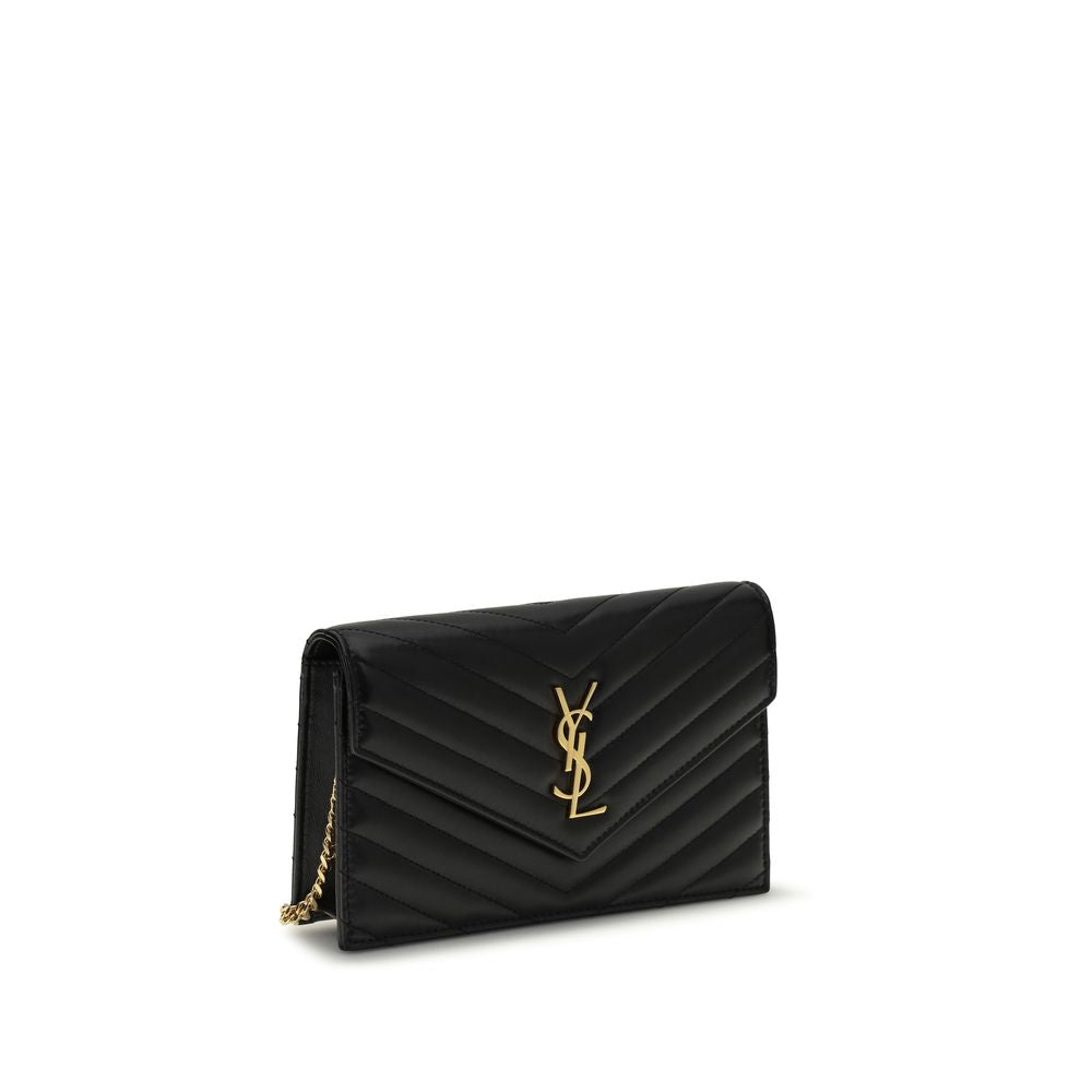 Saint Laurent Schwarzes Kalbsleder Bos Taurus Portemonnaie