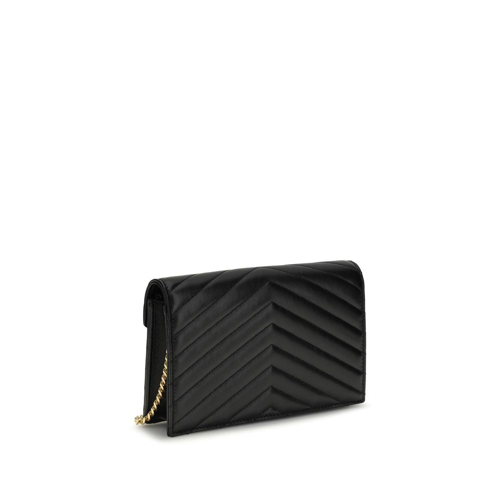 Saint Laurent Schwarzes Kalbsleder Bos Taurus Portemonnaie