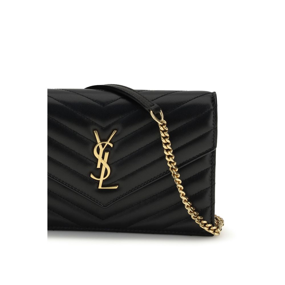 Saint Laurent Schwarzes Kalbsleder Bos Taurus Portemonnaie