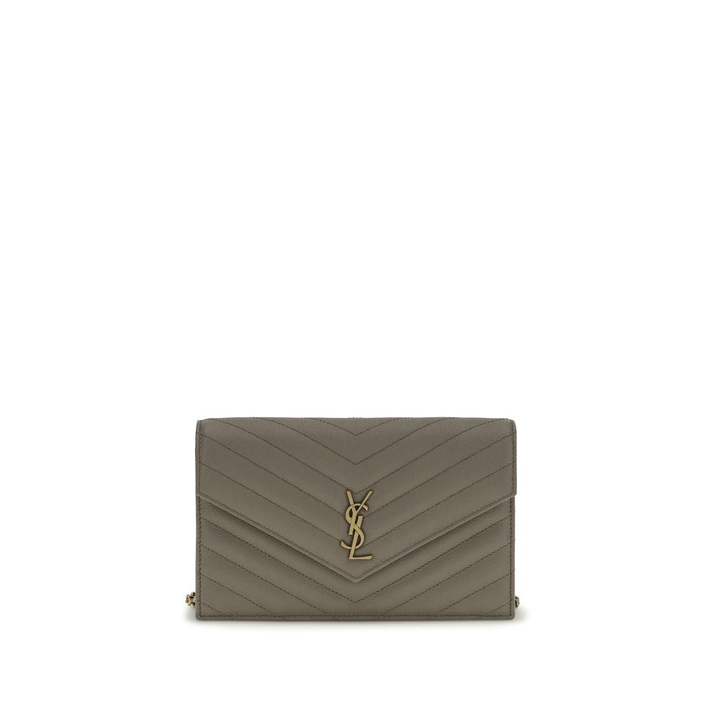 Saint Laurent Graue Kalbsleder Bos Taurus Geldbörse