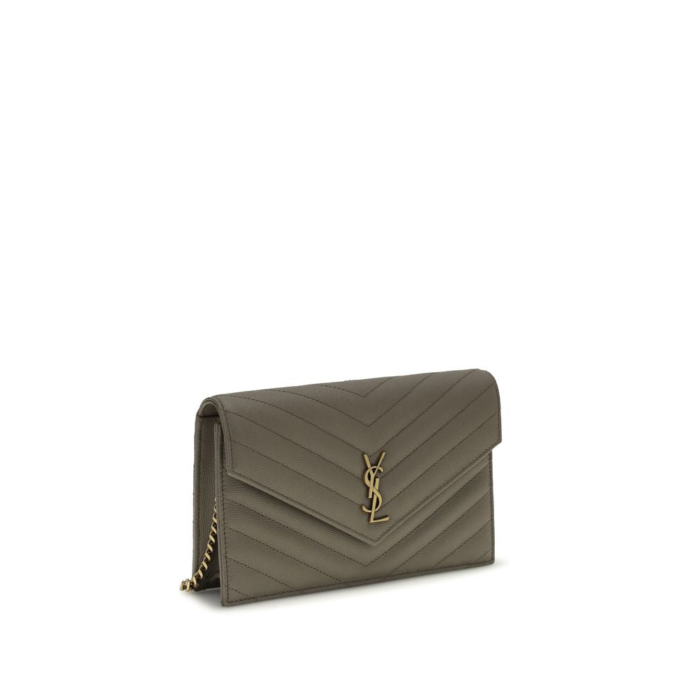 Saint Laurent Graue Kalbsleder Bos Taurus Geldbörse