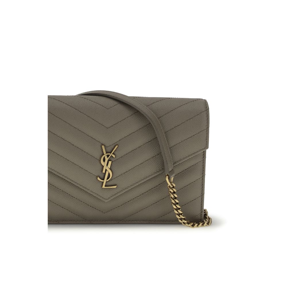 Saint Laurent Graue Kalbsleder Bos Taurus Geldbörse
