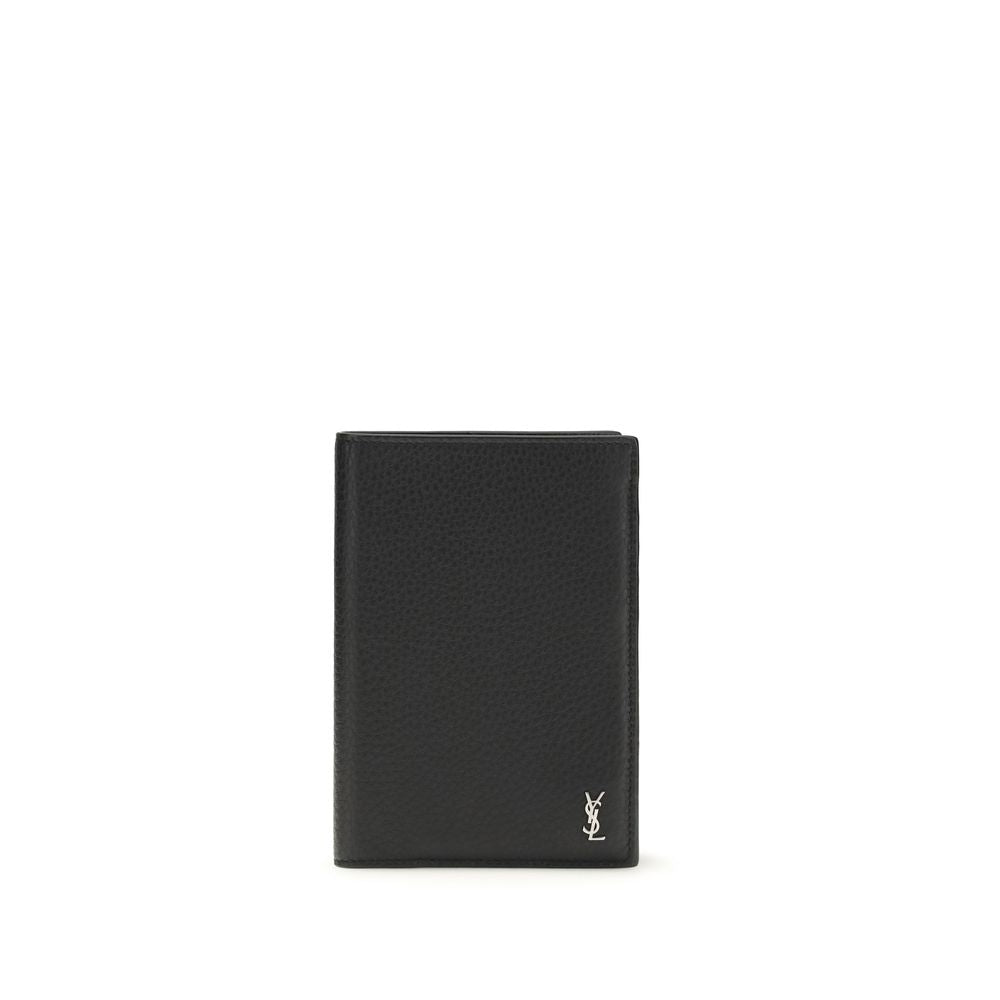 Saint Laurent Schwarzes Kalbsleder Bos Taurus Portemonnaie