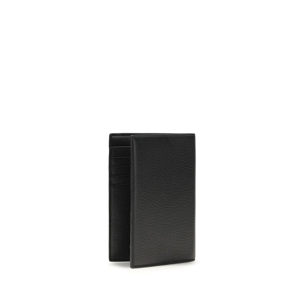 Saint Laurent Schwarzes Kalbsleder Bos Taurus Portemonnaie