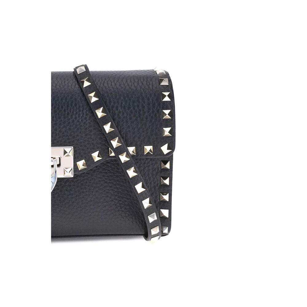 Valentino Garavani Schwarze Bos Taurus Kalbsleder Schultertasche