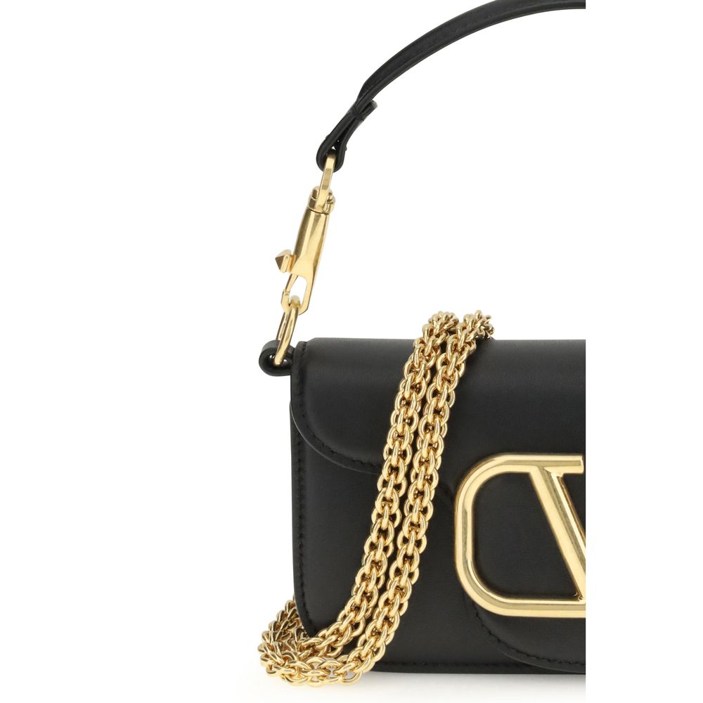 Valentino Garavani Schwarze Bos Taurus Kalbsleder Schultertasche