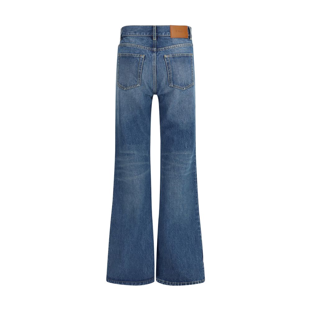Chloé Blaue ausgestellte Jeans aus Baumwolle