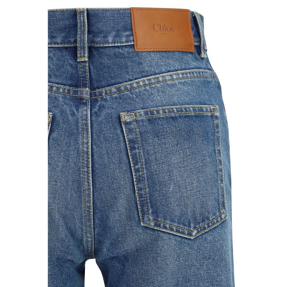 Chloé Blaue ausgestellte Jeans aus Baumwolle