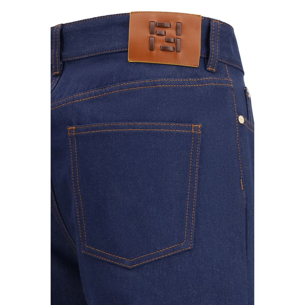Fendi Blaue Baumwoll-Jeans im geraden Schnitt