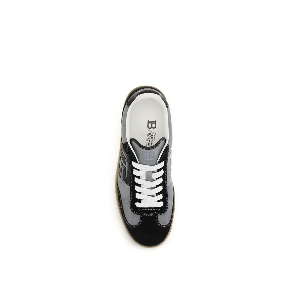 Balmain Graue Kalbsleder Bos Taurus Low-Top-Sneaker