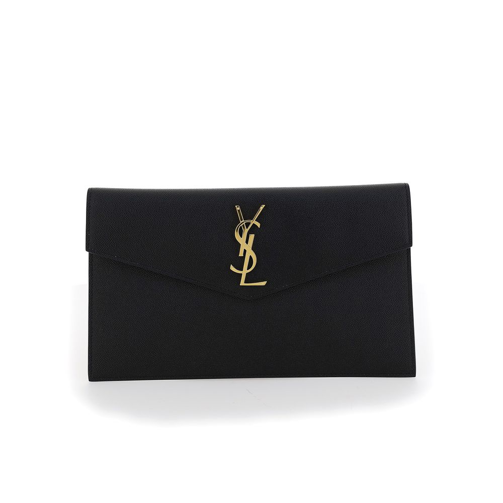 Saint Laurent Schwarzes Kalbsleder Bos Taurus Portemonnaie