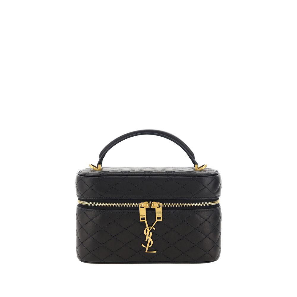 Saint Laurent Schwarze Bos Taurus Kalbsleder Schultertasche