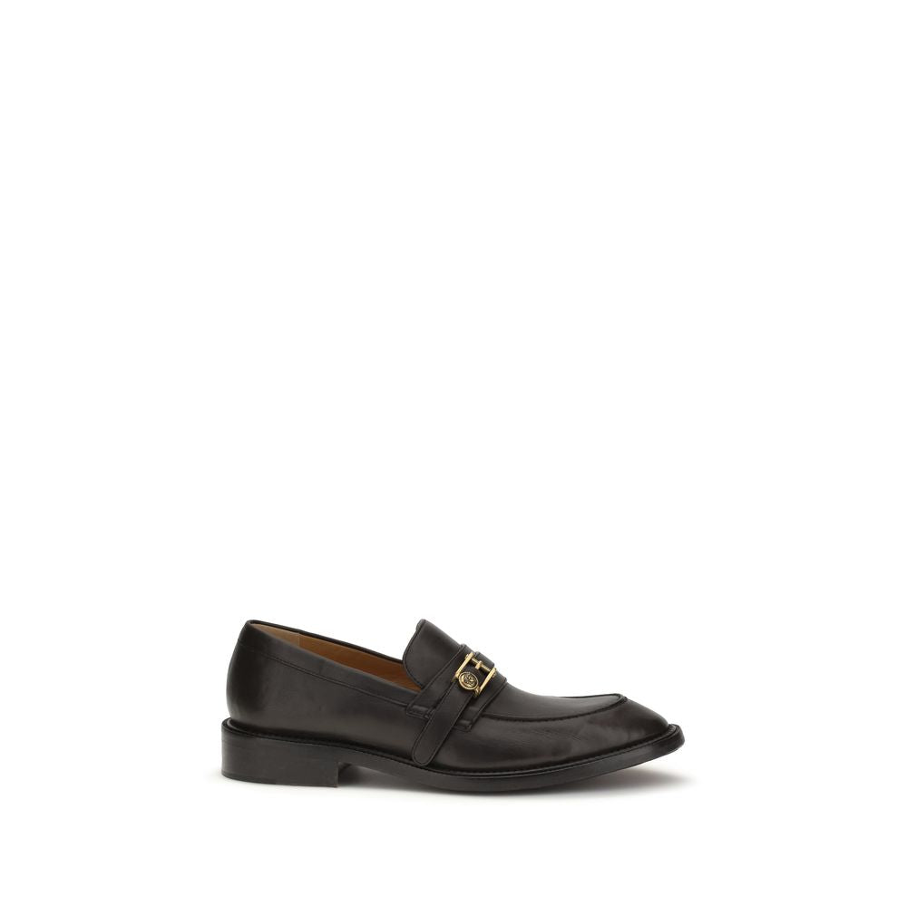 Versace Schwarze Bos Taurus Kalbsleder Loafer zum Hineinschlüpfen