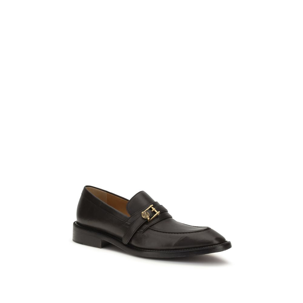 Versace Schwarze Bos Taurus Kalbsleder Loafer zum Hineinschlüpfen