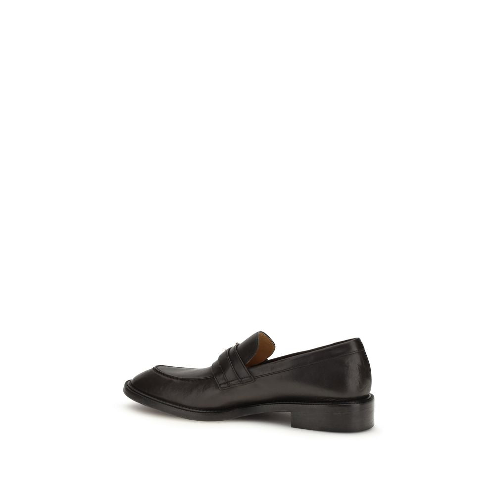 Versace Schwarze Bos Taurus Kalbsleder Loafer zum Hineinschlüpfen