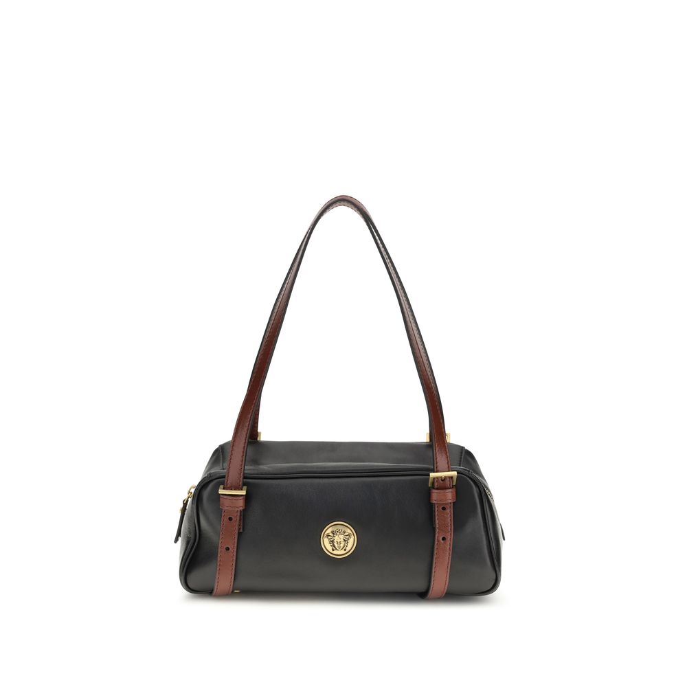 Versace Schwarze Lammleder Schultertasche Ovis Aries Aries