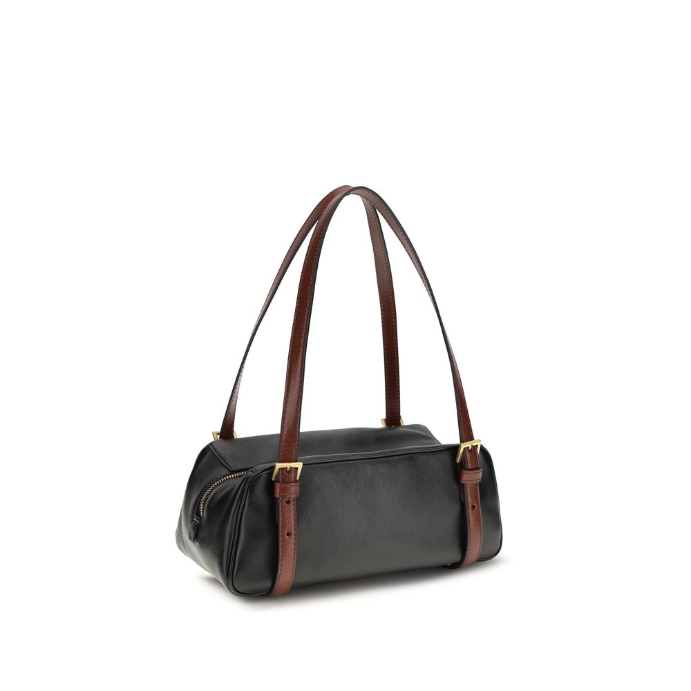 Versace Schwarze Lammleder Schultertasche Ovis Aries Aries