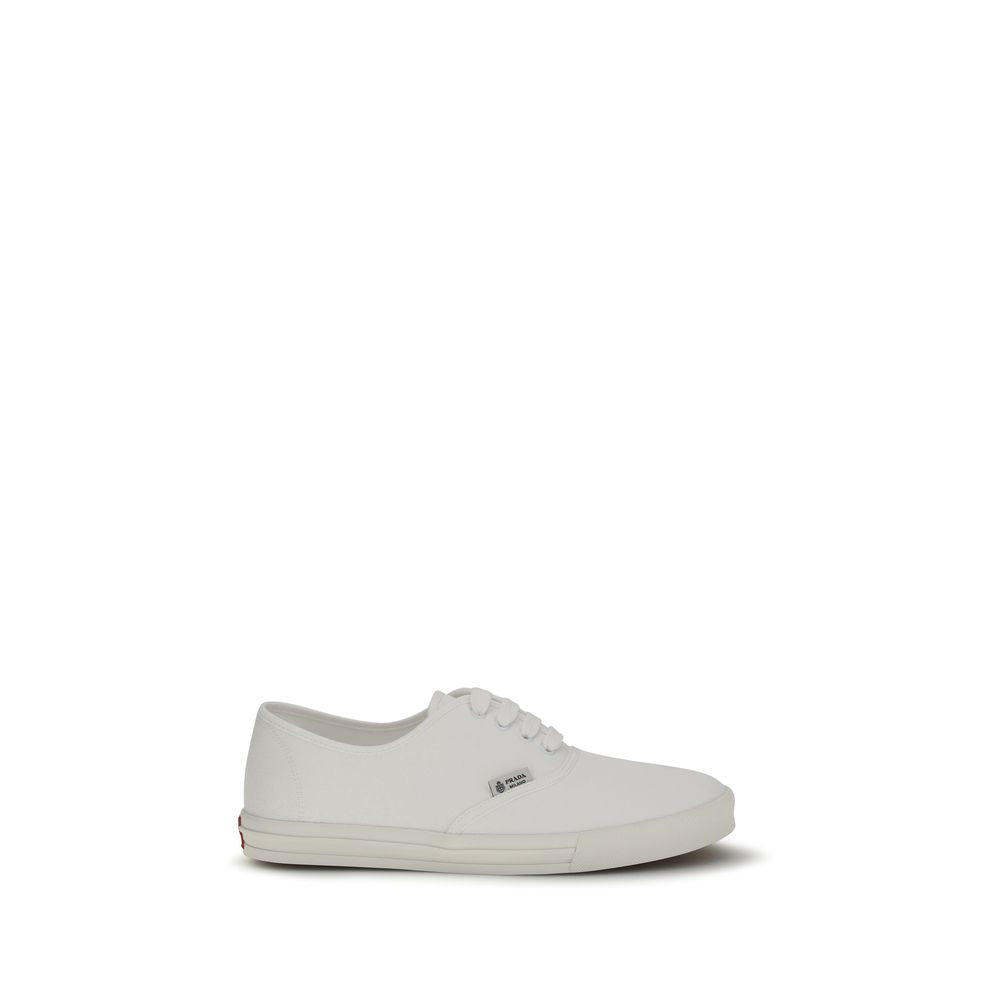 Prada Weiße Low-Top-Sneaker aus Baumwolle