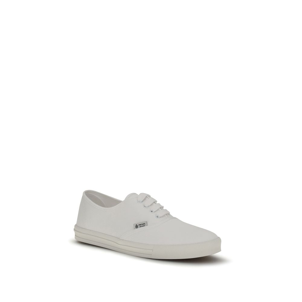 Prada Weiße Low-Top-Sneaker aus Baumwolle