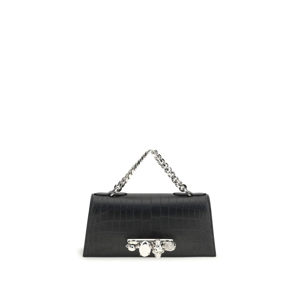 Alexander McQueen Schwarze Kalbsleder Bos Taurus Schultertasche