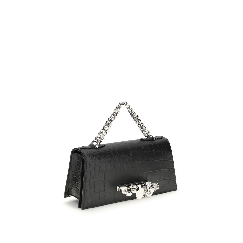 Alexander McQueen Schwarze Kalbsleder Bos Taurus Schultertasche